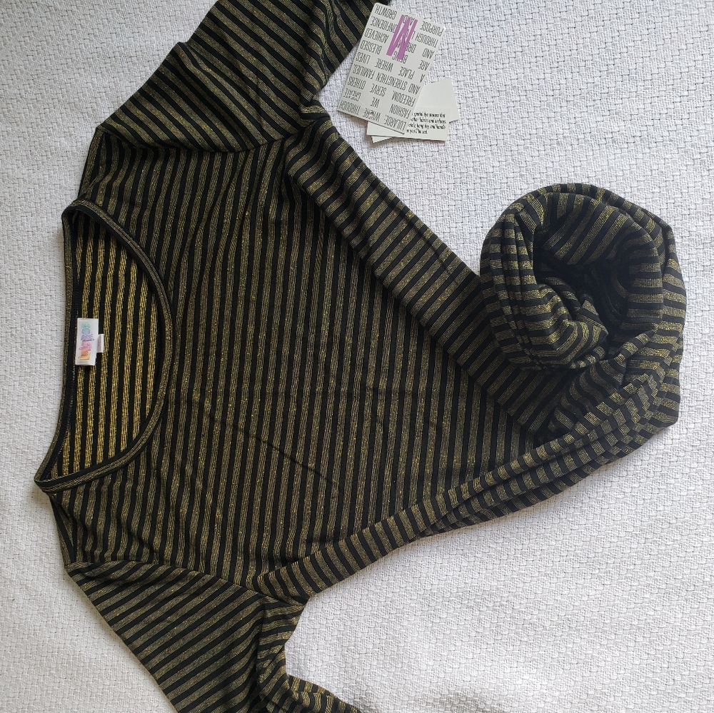 Lularoe Elegant Collection Gold Stripe Julia Dress